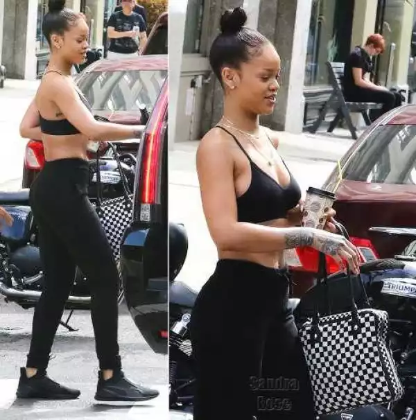 Photos: Rihanna Steps Out In Only Bra Top As She Leaves Her Apartment In NYC
